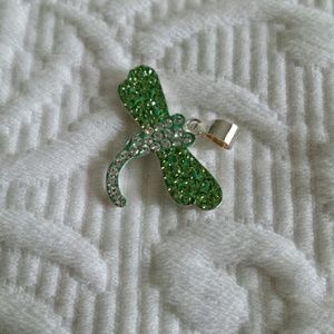 Sterling silver dragon fly pendant 925 green clear